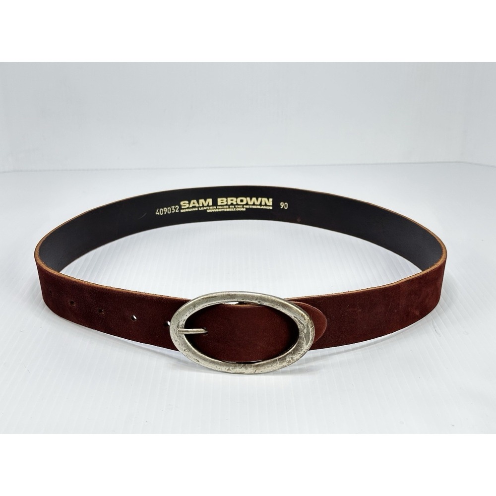 Sam Brown Genuine Leather Brown Suede Belt Size‎ 90cm 36 Made In The Netherlands